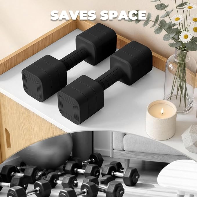 Ragebby Adjustable Dumbbell Set of 2, Weights for Men and Women at Home | Anti-slip Handle, Weights Dumbbells Set, 2lb/3lb/5lb/10lb/15lb/20lb for Pilates, Yoga, Strength Training