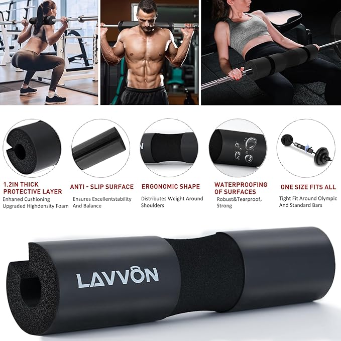 Barbell Pad Set - Hip Thrusts Pads for Squat&Lunges/Bench Press Bar Padding | Standard Olympic Weight Bar Foam Pad,Gym Accessories for Women with Bar Bad -With Ankle Straps,Wrist Straps for Weightlifting