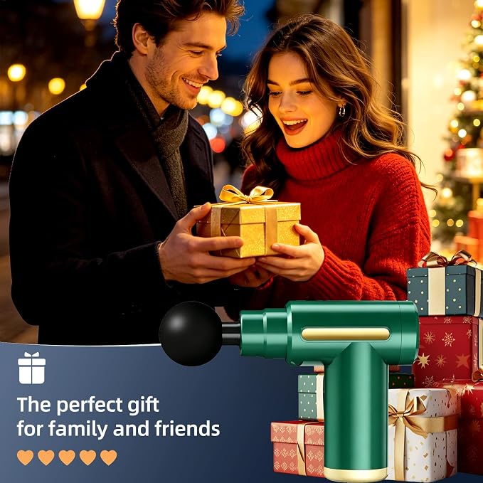 Massage Gun, Electric Massager, Suitable for Whole Body to Relieve Fatigue, Replaceable Massage Head Impact Massager, The Best Choice for Gift Giving (Green-720)