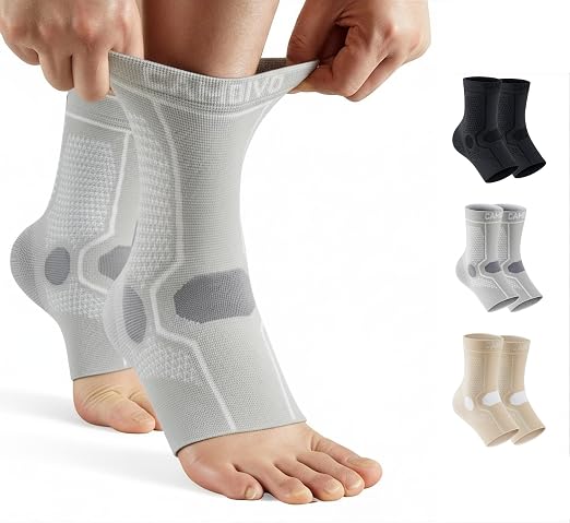 CAMBIVO 1 Pair Ankle Compression Sleeve for Men & Women – Soft, Breathable Support for Plantar Fasciitis, Achilles Tendonitis, Swelling & Sports Recovery – Easy to Wear, All-Day Comfort Fit