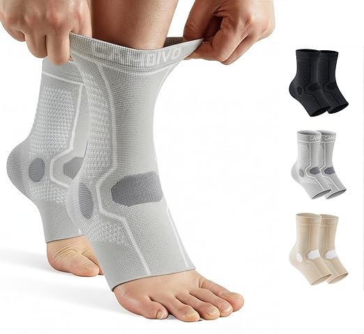 CAMBIVO Ankle Compression Sleeve for Men & Women – Soft, Breathable Support for Plantar Fasciitis, Achilles Tendonitis, Swelling & Sports Recovery – Easy to Wear, All-Day Comfort Fit