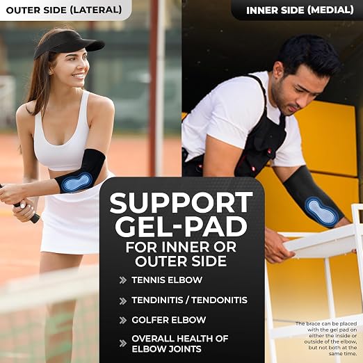 DR. BRACE® Elite Elbow Brace Support, Breathable Elbow Compression Sleeve with Gel Pad for Golfer's, Tennis Elbow & Tendonitis Treatment & Pain Relief