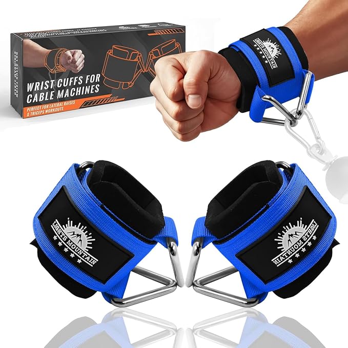 Wrist Cuffs for Cable Machines – Padded & Adjustable Straps for Lateral Raises, Tricep Pushdowns & Strength Training