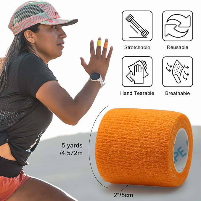 OK TAPE Self Adherent Cohesive Bandages Wrap 24Packs 2" x 5 Yards | Non-Woven Self Adhesive Athletic Sports Wrap Tape Vet Wrap Bandages Tape for Thumb Finger Wrist Ankle (Mix)