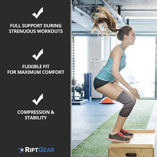 RiptGear Knee Compression Sleeve - 2 Pack - Braces for Knee Pain - Compression for Arthritis, Meniscus Tear, Running - Support for Women and Men - Sleeves Weightlifting (Large, Gray (2 Pack))