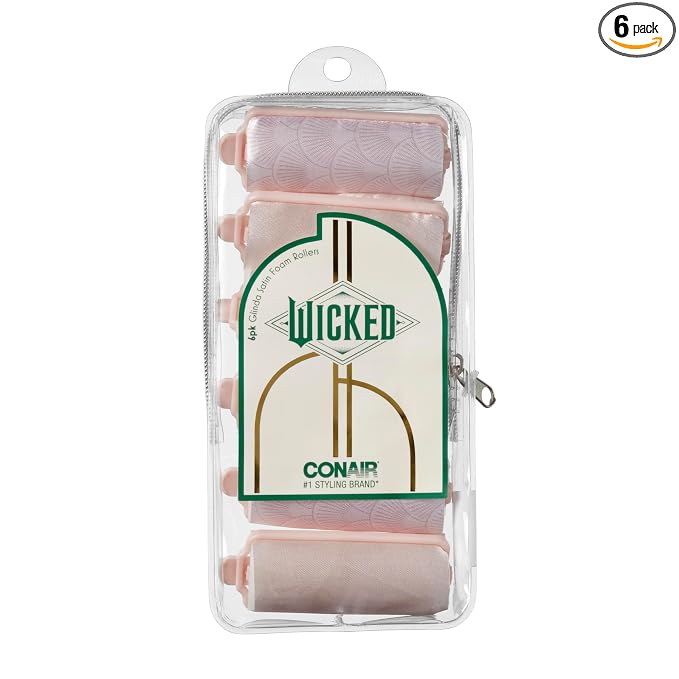 Wicked Glinda 6PK Satin Rollers - hair rollers - foam rollers - heatless hair curlers - Scunci by Conair