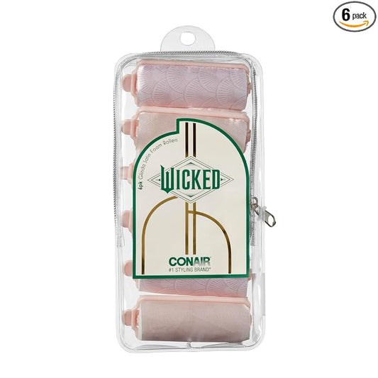 Wicked Glinda 6PK Satin Rollers - hair rollers - foam rollers - heatless hair curlers - Scunci by Conair
