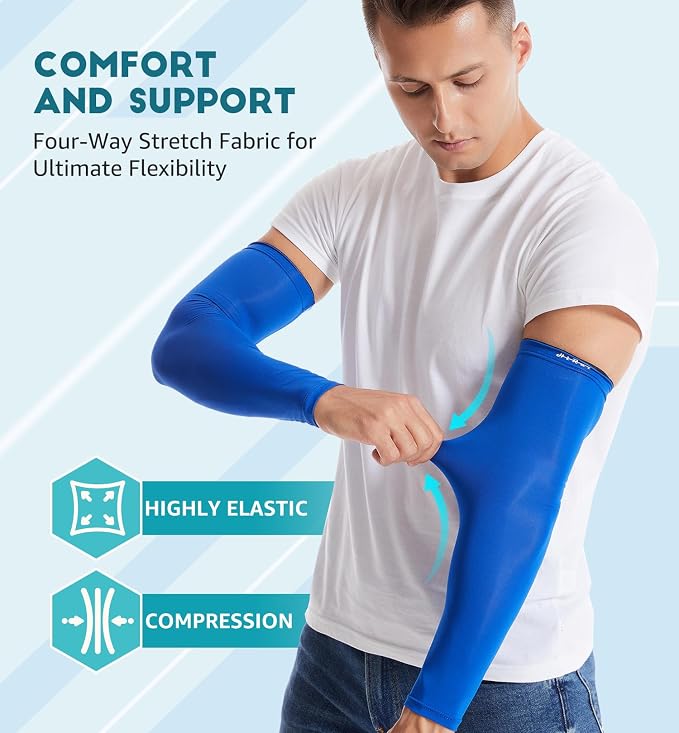 HiRui Arm Compression Sleeves for Men Women Youth, UV Protection 20-30mmHG Support Tattoo Cover, Breathable Moisture-Wicking