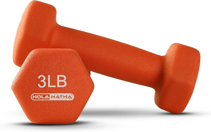 HolaHatha 1, 2 and 3 lb Neoprene Dumbbell Strength Training Weight Set with Rack