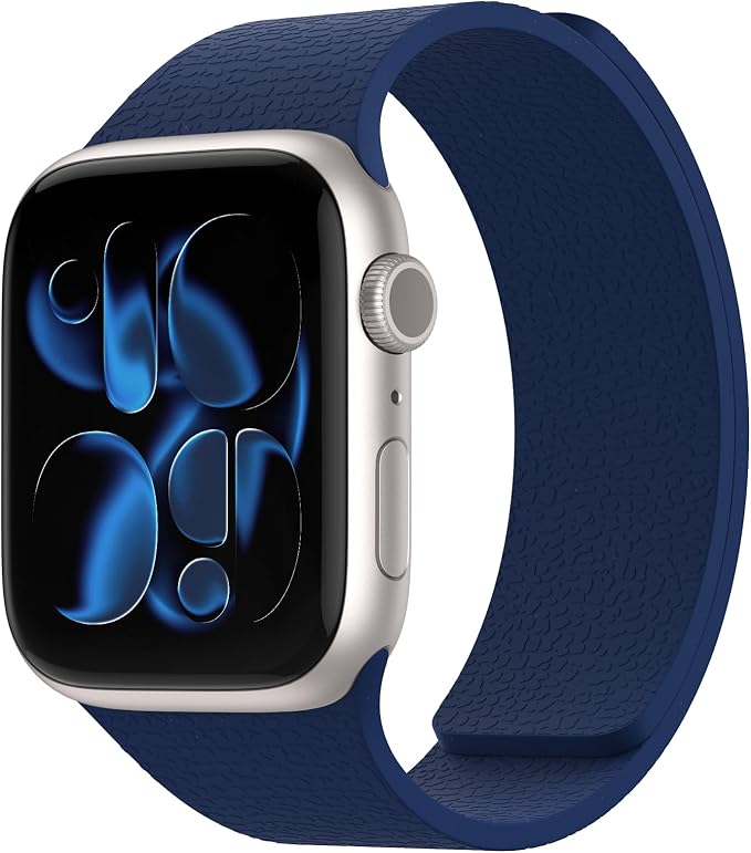 Magnetic Silicone Band Compatible with Apple Watch Band Ultra 3/2/1 & SE 3/2/1 & Series 11 10 9 8 7 6 5 4 3 49mm 46mm 45mm 44mm Strong Magnetic Clasp, Waterproof & Adjustable (Deep Blue)