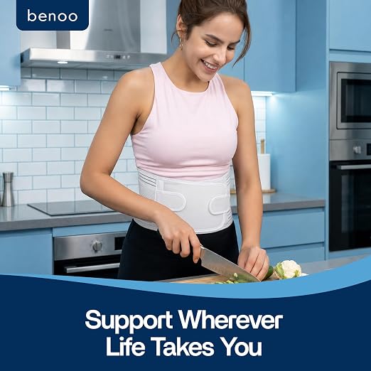 benoo Back Brace Belt, Men & Women Lower Back Pain Relief (Large 38-42.9") | Sciatica Lumbar Support Belt, Adjustable Back Support Brace for Work & Daily Use, All-Day Comfort & Heavy-Duty Compression