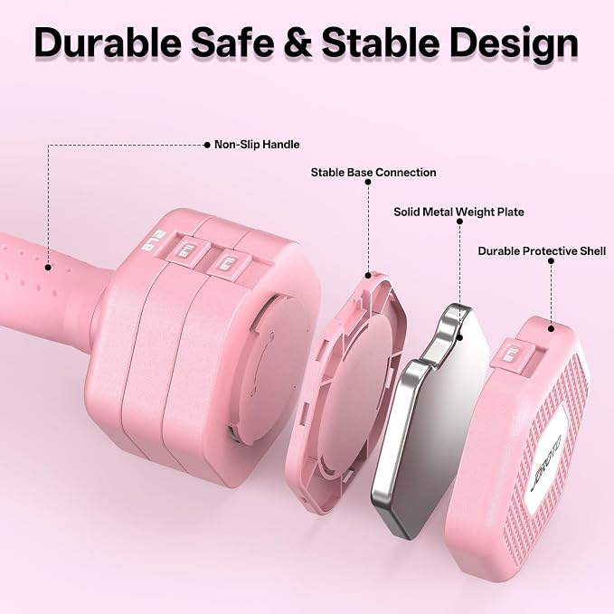 JOROTO 5-in-1 Adjustable Dumbbell Set, 8LB/11LB Pair Adjustable Weights for Women at Home, 1s-Adjust Dual Locking Stable Hand Weights with TPE Soft Handle, Home Gym, Rehab, Pilates, Yoga, Strength Training