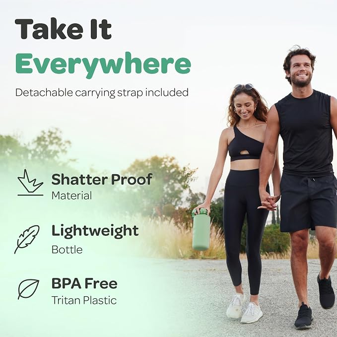 Hydracy 2L Large Water Bottle, 100% BPA Free Tritan Plastic, Leakproof, Zero Condensation, Motivational Timeline, Safe, Non-Toxic, Durable, Smart Design | BPA-Free Tritan, Leakproof Flip-Top Lid,No-Sweat Sleeve,Carry Strap,Daily Intake Tracking for Gym...