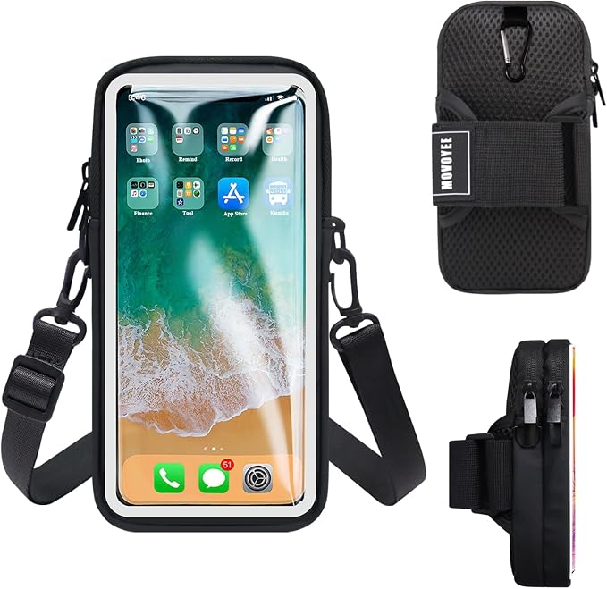 Phone Holder for Running Armband, Cell Phone Purse Small Crossbody Bags for Women Men Kids,3 in 1 Phone Sports Armband Sleeve Fit iPhone,Galaxy,Smartphones Hiking,Walking,Workout,Exercise,Gym