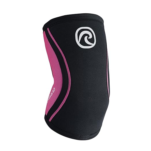 Rehband Elbow 5mm Compression Sleeve, Neoprene Elbow Sleeves for Weightlifting, Anatomical Design, Non-Slip & Close Fitting, Elbow Support Unisex, Colour:Black/Pink, Size:X-Small