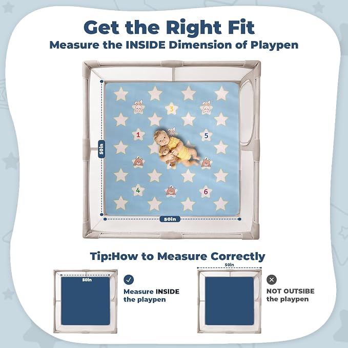 Baby Play Mat for Floor, 71'' x 59'' Thicken Foam Soft Padded Playmat for Tummy Time, Playpen Mat for Toddlers Infant Kids, Water-Repellent Coral Velvet, Non-Slip Bottom Safe for Crawling (Star)