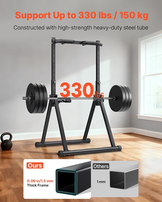 VEVOR Pull Up Bar, 330LBS Capacity Portable Pullup Bar Station, Pullup Bars Free Standing with Triangular Structure & Heavy-Duty Steel Tube, 9 Level Height Adjustment Gravity Fitness for Arms, Back
