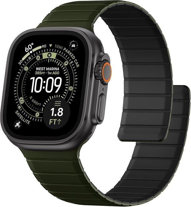 SNBLK Magnetic Band Compatible with Apple Watch Bands for Men 44mm 45mm 46mm 49mm 42mm 41mm 40mm 38mm Women, Secure Silicone Sport Loop Magnet Strap for iWatch Ultra 3 2 1 SE Series 11 10 9 8 7 6 5 4