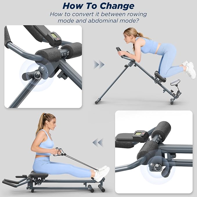 4-in-1 Rowing Machine, Ab Machine – Foldable Full Body Workout Equipment with Resistance Bands for Home Cardio, Strength, and Core Training – Black | Foldable, Full Body Workout Equipment, Resistance Bands, Home Cardio, Strength, and Core Training
