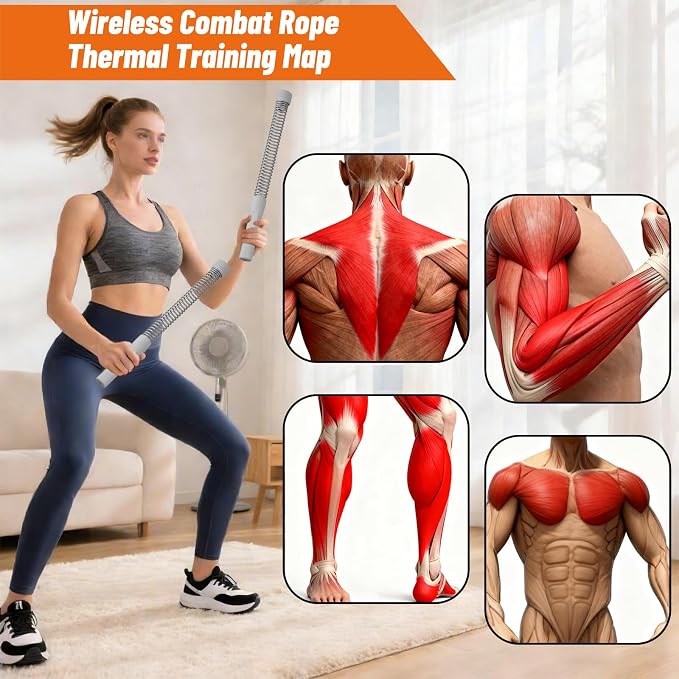 Ropeless Battle Ropes for Home Gym - Heavy Duty Cordless Workout Ropes for HIIT, Strength & Cardio Training, Portable Exercise Equipment for Men & Women, Low-Impact Fitness Rope (black)