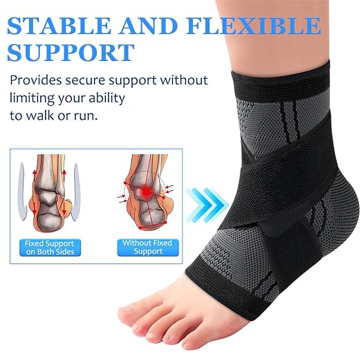 Youth Heel & Growth Plate Support Sleeve,Arch Support Socks,Ankle Brace with Ankle Support Strap, Sleeve Brace for Sprained Ankle (Large)