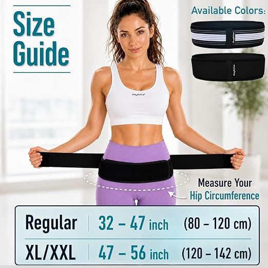 PlayActive Sacroiliac SI Joint Hip Belt - Sciatica Belt and Lower Back Support Brace for Women and Men - Hip Braces for Hip Pain - Pelvic Support Belt, Trochanter Belt for Pain Relief (Regular/Black)