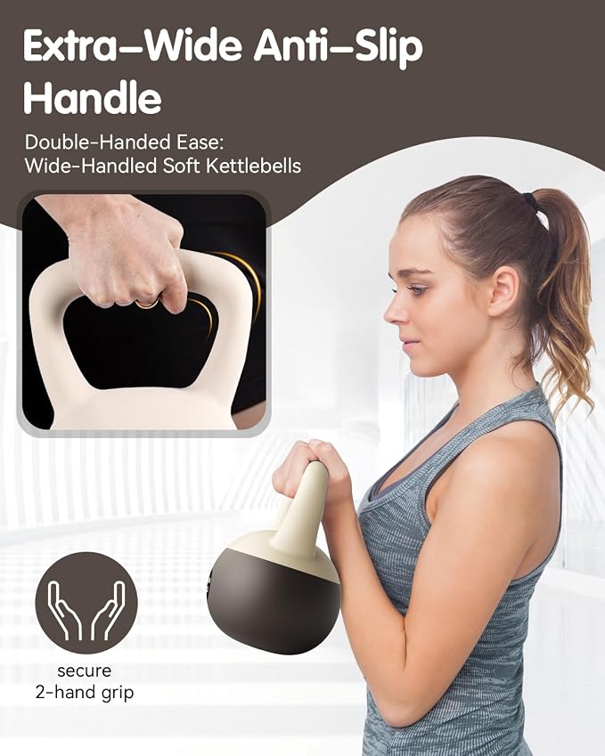 Soft Kettlebell - Cushioned Impact-Resistant Base and Anti-Slip | Kettle bell Anti-Slip Grip Weight for Home Workouts, Safe Strength Training Kettlebells Sets for Women& Men - Non-Slip Gloves
