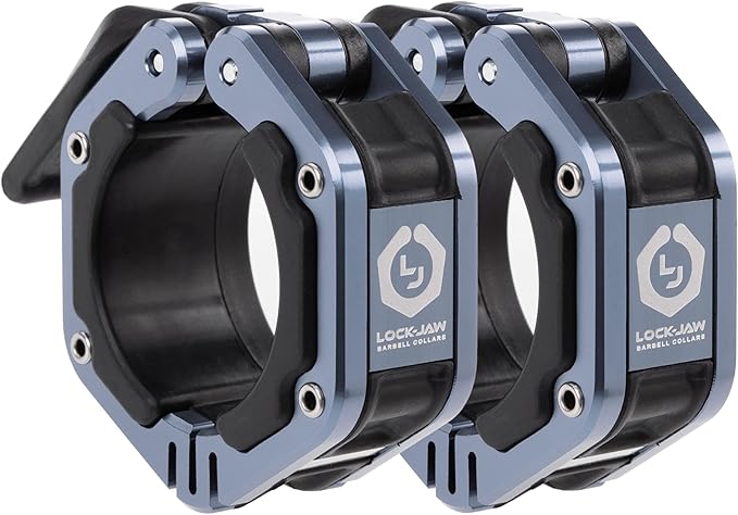 Lock-Jaw Flex Barbell Collars Olympic Barbell Clamps w/Magnet 2 Pcs – Heavy Duty Bar Clamps for 2” & 50mm Olympic Bars – Secure Weight Bar Clamps for Strength Training & Home Gym Accessories