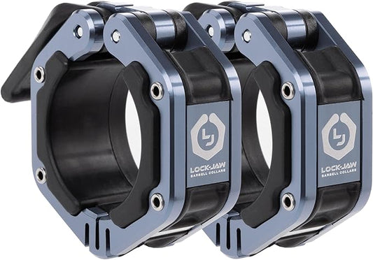 Lock-Jaw Flex Barbell Collars Olympic Barbell Clamps w/Magnet 2 Pcs – Heavy Duty Bar Clamps for 2” & 50mm Olympic Bars – Secure Weight Bar Clamps for Strength Training & Home Gym Accessories
