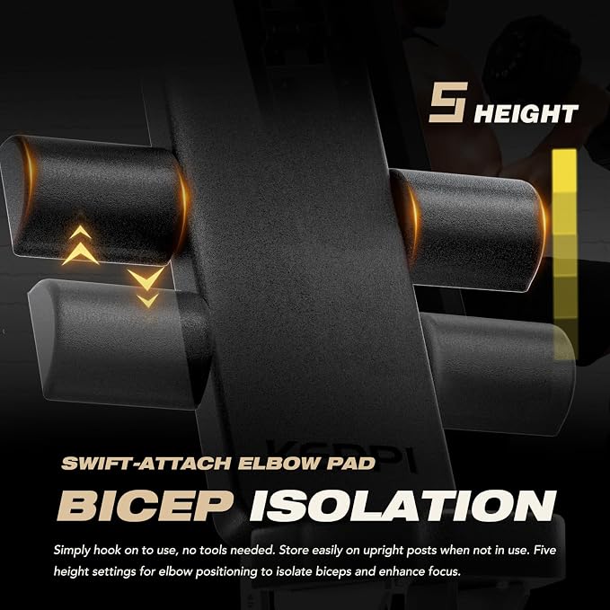 Keppi Fitness Bench6000 Weight Bench, Commercial Grade FID Workout Bench | 2200lb Flat Capacity, 11 Back&8 Seat Specialized Angles for Serious Lifters, 97lb Frame Weight with above 1 Gauge Support