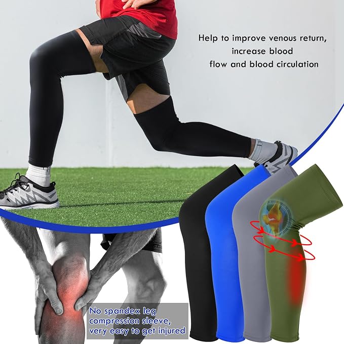 Tatuo Leg Sleeves Compression Long Knee Sleeve UV Protect for Men Women Sport Basketball Football