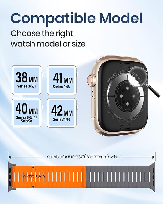 Magnetic Sport Bands Compatible with Apple Watch Bands for Men Women | Silicone Wristband 49mm 46mm 45mm 40mm 44mm 38mm 41mm 42mm, Replacement for iWatch Ultra Series 11 10 9 8 7 6 5 4 3 2 1 SE