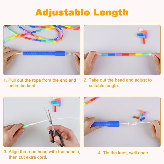 16.5FT Double Dutch Jump Ropes for Adults Kids 2-PACK | Rainbw Long Jump Rope, 1” Beaded Jump Rope for Fitness, Segmented Skipping Ropes for Exercise Training, Tangle-Free