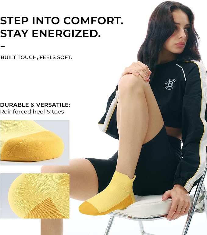 FITRELL Ankle Compression Socks for Women & Men - 5/6 Pairs Cushioned Arch Support Running Socks, Plantar Fasciitis Relief