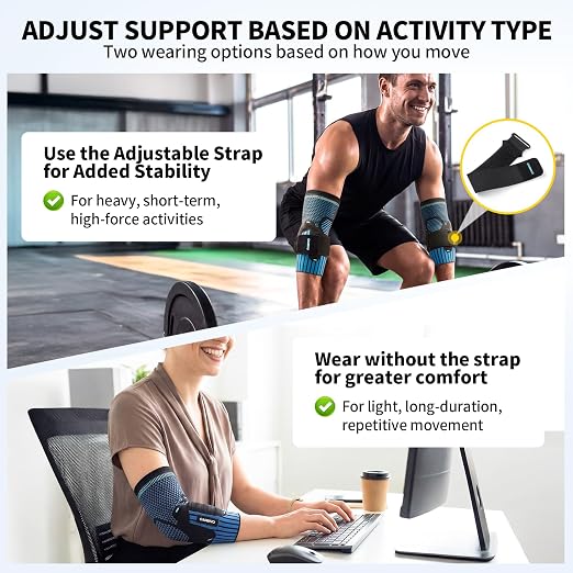 CAMBIVO 2 Pack Tennis Elbow Brace, Dual Gel Pad Compression Sleeve, Black | Adjustable Strap, Targeted Relief for Tendonitis, Golfer‘s Elbow, Breathable Knit, Daily Wear, Non-Slip Fit, for Men Women