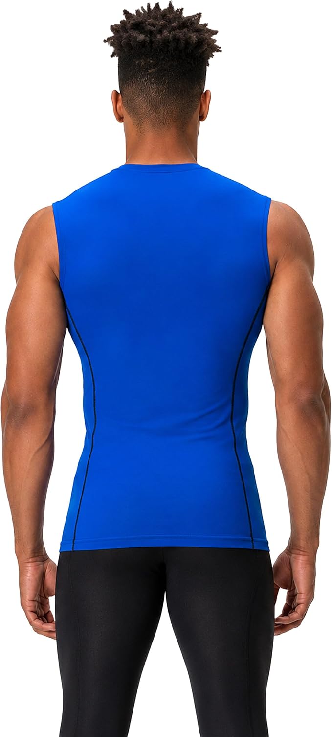 DEVOPS 3 Pack Men's Compression Shirts Sleeveless Tank Top Baselayer | Gym Training, Running, Moisture Wicking, Compression Fit, 4-Way Stretch, UPF 50+, Sleeveless