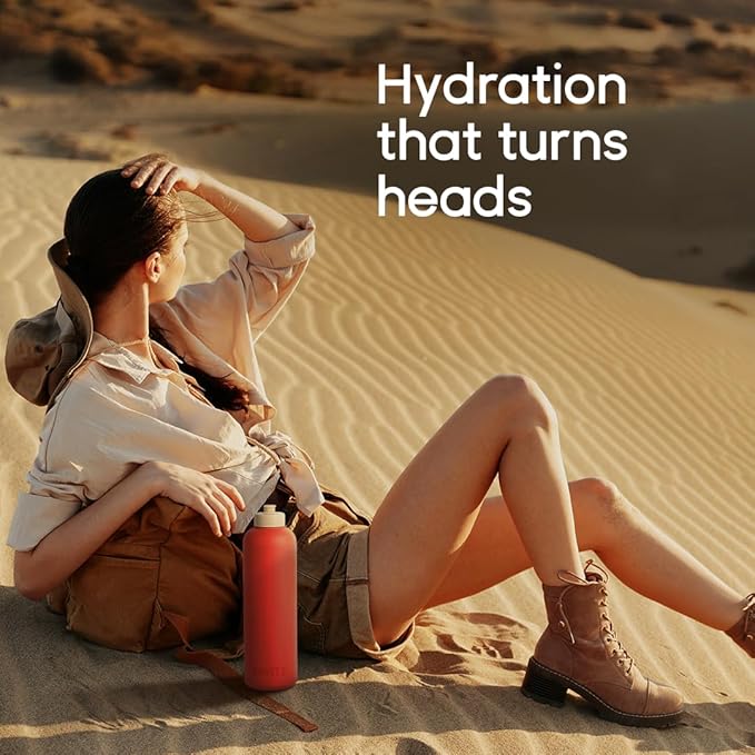 Sports Water Bottle - Soft-Touch Squeezable Body with One-Hand Spout- Lightweight, No Spill Water Bottle, for Gym, Cardio & Outdoor Sports - BPA Free - Water Bottle for Active Lifestyle - 24oz