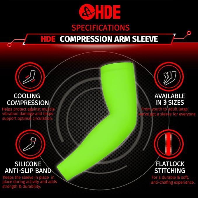 HDE Arm Compression Sleeves for Kids Basketball Shooting Sleeve Youth Sports Cooling Sun Protection Football Baseball 1 Pair