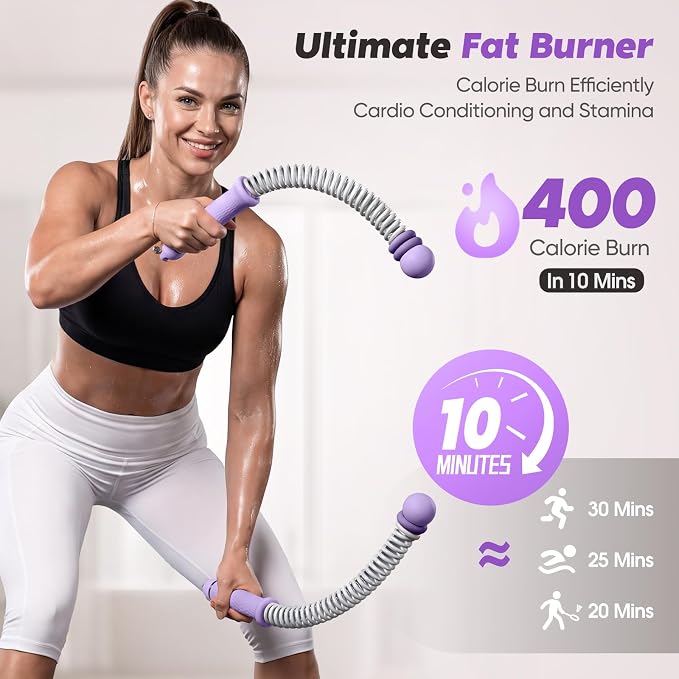 KUZARO Upgrade Weighted Ropeless Battle Ropes for Women, Quiet Adjustable Cordless Battle Ropes for Home Gym HIIT Cardio & Strength Training, Portable Exercise Rope for Arm & Core, Apartment Gear