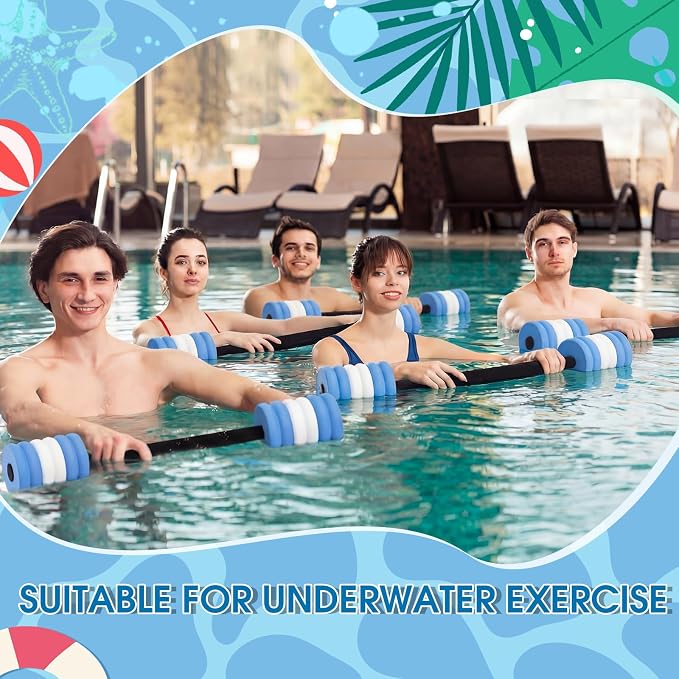Soulchen Long Aquatic Exercise Dumbbells Pool Exercise Foam Water Weights Dumbbell Aquatic Pool Barbells with High Density EVA Foam for Swim Water Aerobics Workouts Loss