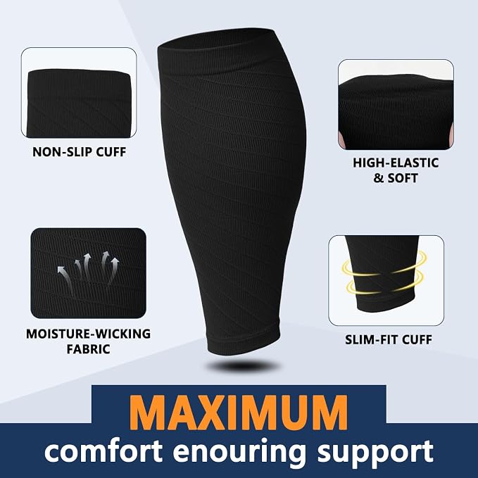 CTHH Calf Compression Sleeve for Men & Women Footless Compression Socks | 3 Pairs Graduated Compression Leg Sleeve Support for Shin Splints Pain Relief Running Flying Cycling Fitness Nurse