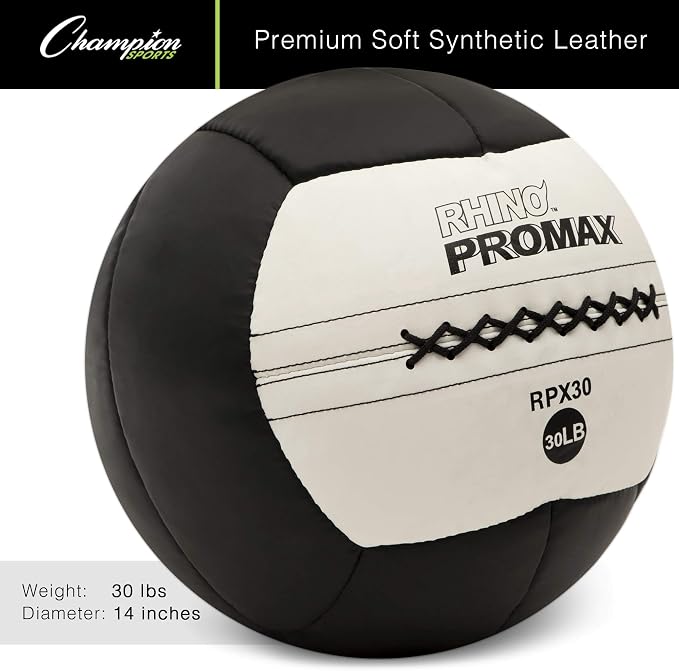 Champion Sports Rhino Promax Wall Balls - Soft Shell Non-Slip Grip for Weightlifting, Plyometrics, Cross Training, & Home Gym