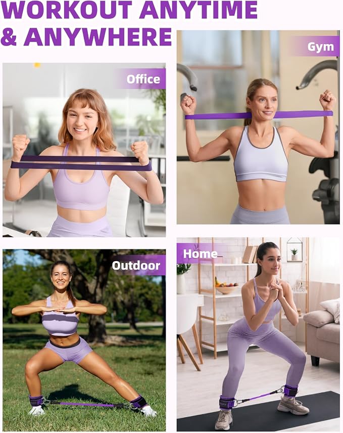 Resistance Bands Set – Resistance Band and Adjustable Ankle Exercise Bands with Cuffs Great Equipment for Training, Working Out, Yoga,Home Gym with Training Guidance & Carry Bag,Set of 8