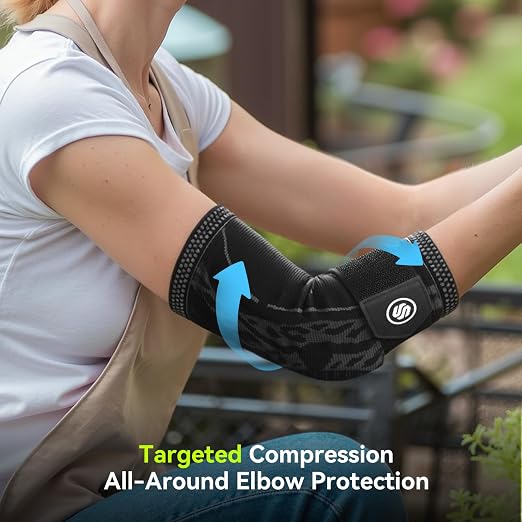 Elbow Compression Sleeve for Tendonitis, Bursitis Elbow Pad Brace | Elbow Brace with Side Springs & Foam Padding for Olecranon Joint Pain, Arthritis, Bursa Protection, Men & Women(Small)