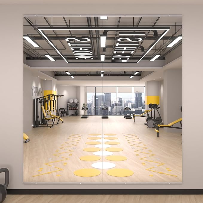 LOAAO Home Gym Mirror 65"x30", 2 PCS | Frameless, Tempered Glass, Large Workout Mirrors, For Home Gym, Dance Studio, Yoga Room, Garage Gym