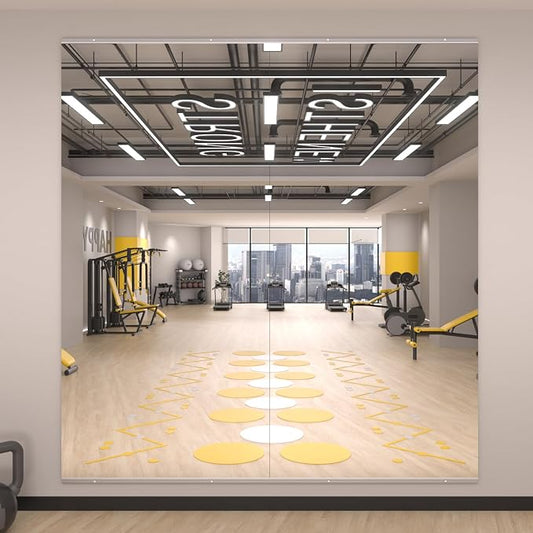 LOAAO Home Gym Mirror 65"x30", 2 PCS | Frameless, Tempered Glass, Large Workout Mirrors, For Home Gym, Dance Studio, Yoga Room, Garage Gym