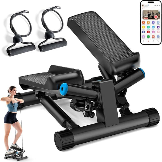 JLL Smart Twist Stepper Machine Stair Stepper with Resistance Bands | Twist Stepping Motion, Hydraulic Resistance, Resistance Bands, Bluetooth Tracking, Adjustable Height, Portable Design