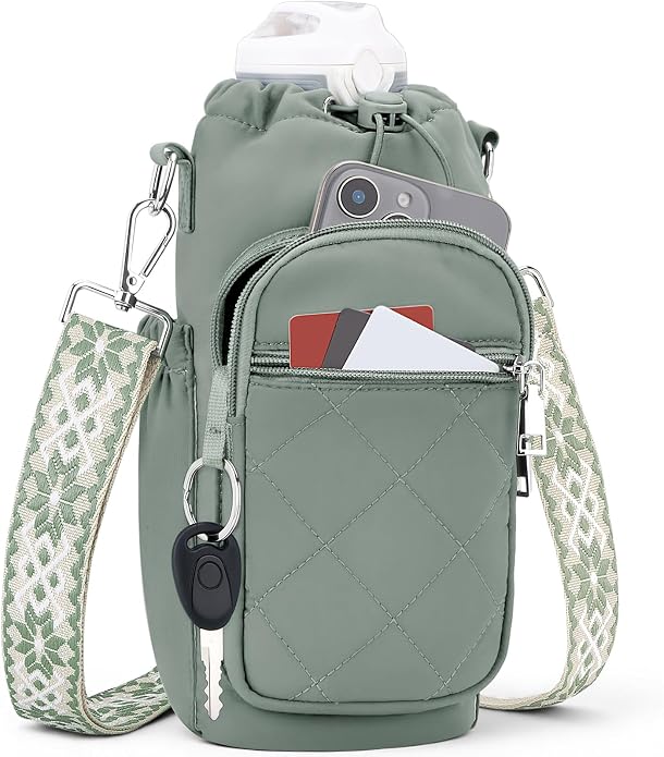 Water Bottle Carrier Bag with Strap, Insulated Corssbody Purse