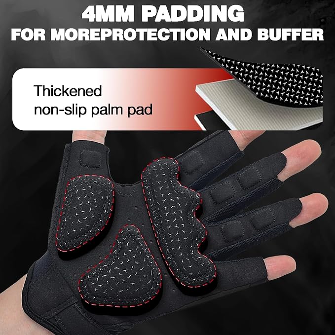 Seektop Breathable Workout Gloves Women & Men: Thick Padded Gym Gloves | Full Palm Protection, Excellent Grip for Gym Weight Lifting Fitness and Training, Exercise, Cycling