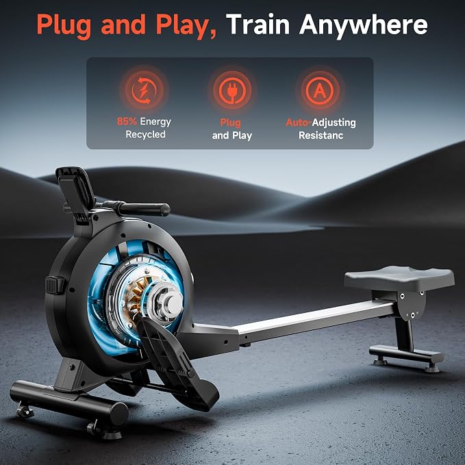 WENOKER Rowing Machine, Magnetic Rowing Machine for Home, Upgraded 32-Levels Resistance with Smart Electronic Knob, 350 LBS Weight Capacity, Compact Rower Machine Easy Assembly.